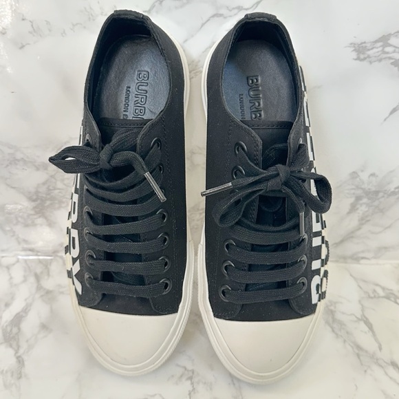 Burberry Black and White Cotton-Gabardine Sneakers - Picture 6 of 14